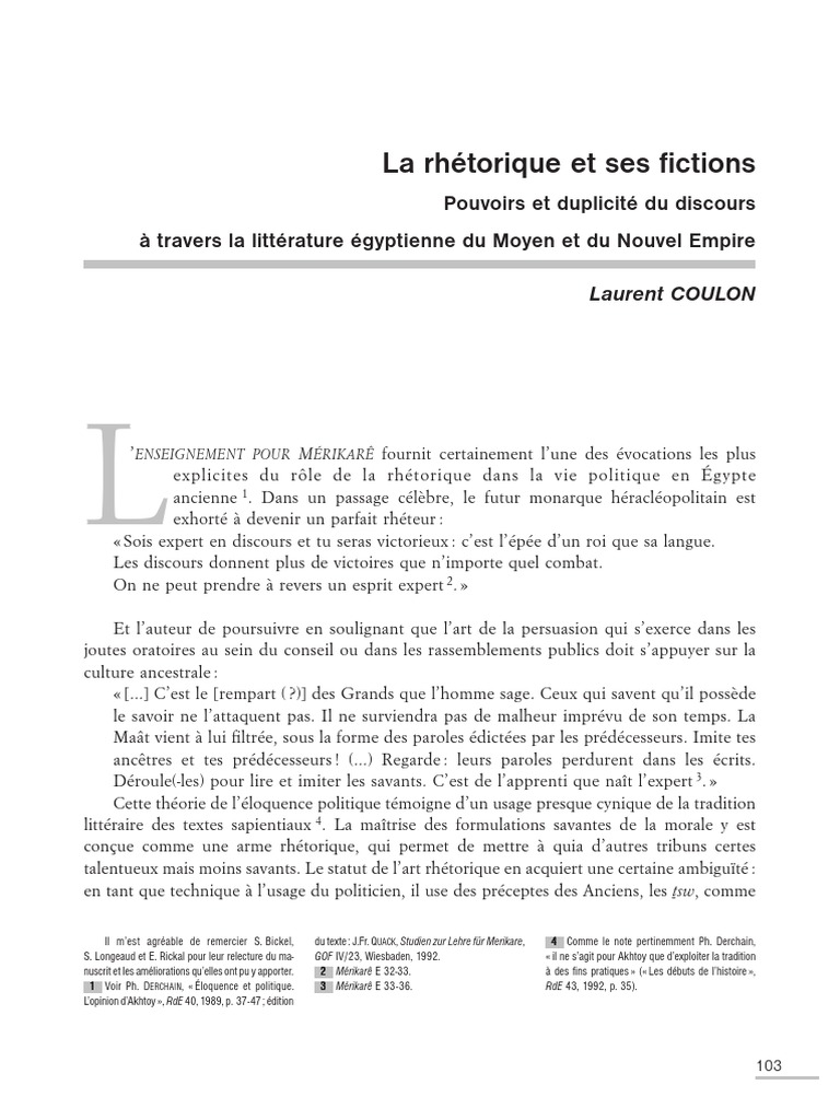 Le Rhetorique e Ses Fictions | PDF | Rhétorique | Justice
