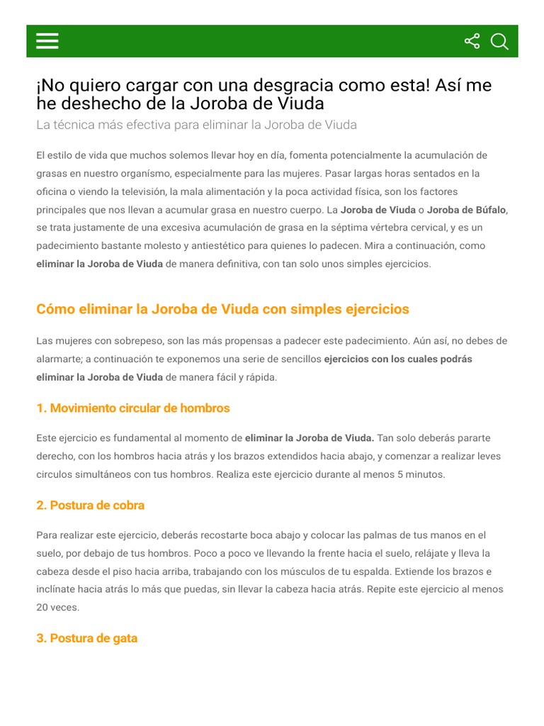 Como Dormir Para Quitar La Joroba La Técnica Más Efectiva para Eliminar La Joroba de Viuda | PDF | Exceso de  peso | Bienestar