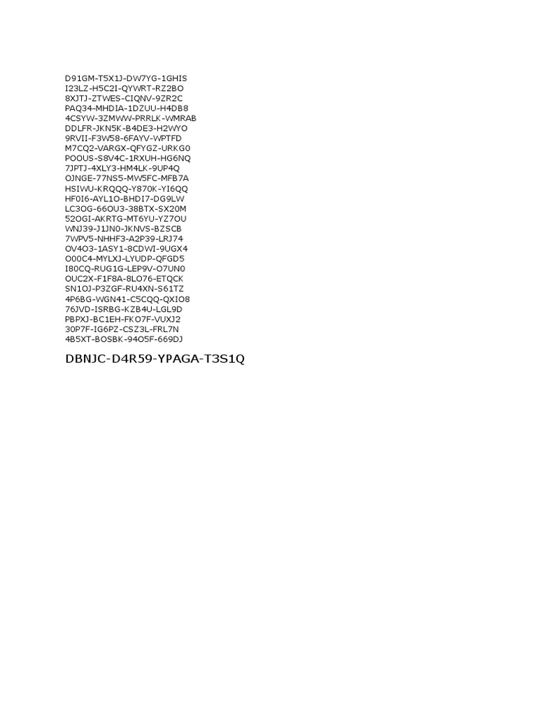 Unique Code List for Reference | PDF