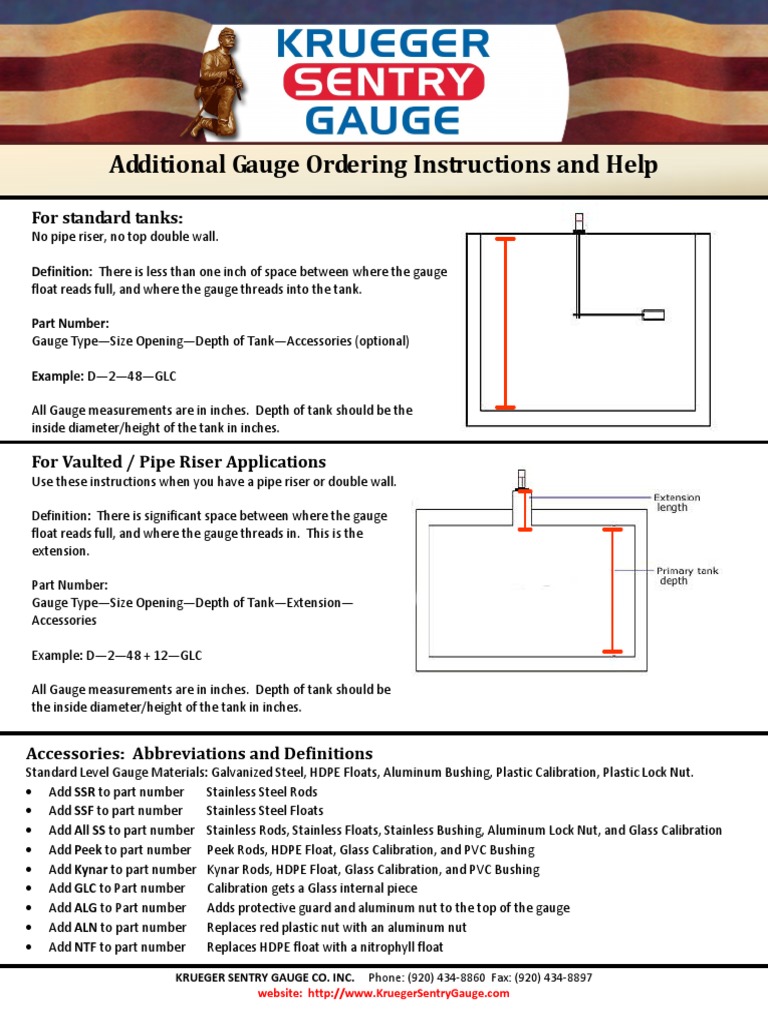 Gauge Ordering Instructions and Help | PDF