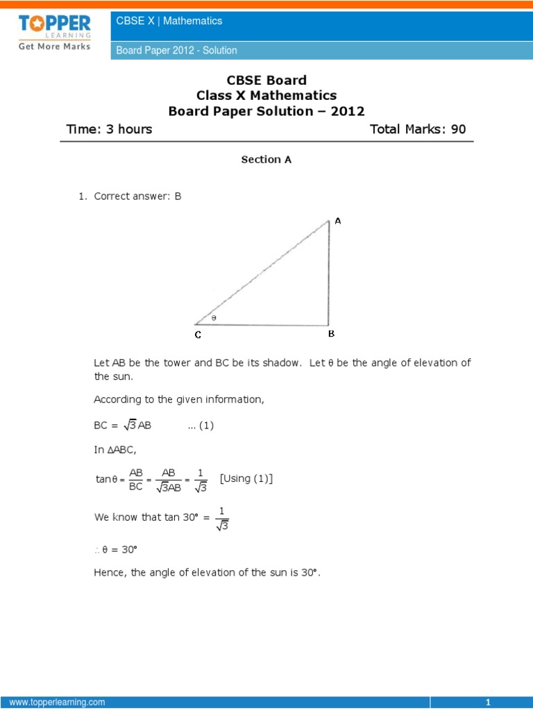 CBSE 10 Board Maths Solutions (2012-18) | PDF | Circle | Sphere