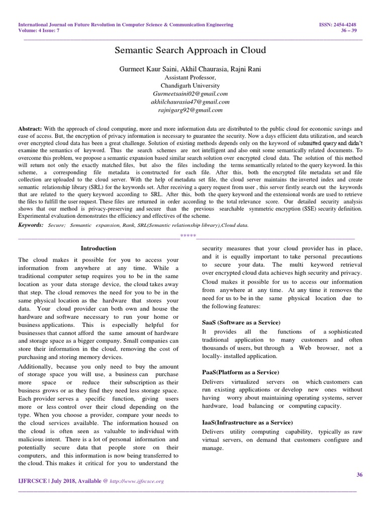Semantic Search in Encrypted Cloud Data | PDF | Cloud Computing ...