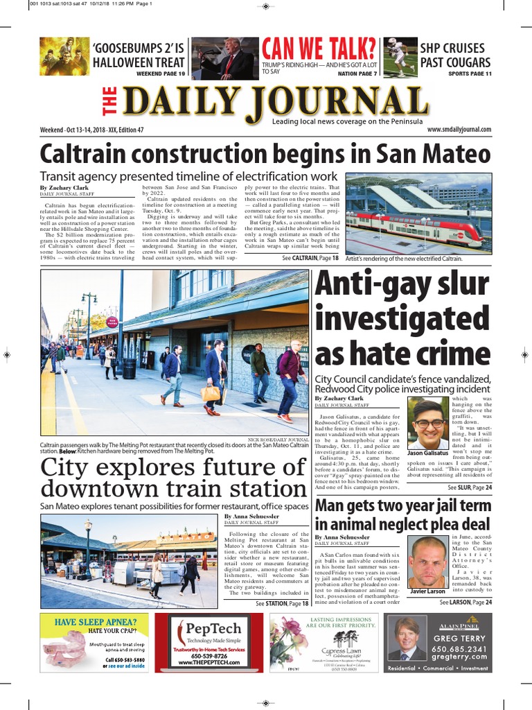 San Mateo Daily Journal 10 13 18 Download Free PDF Caltrain Leisure