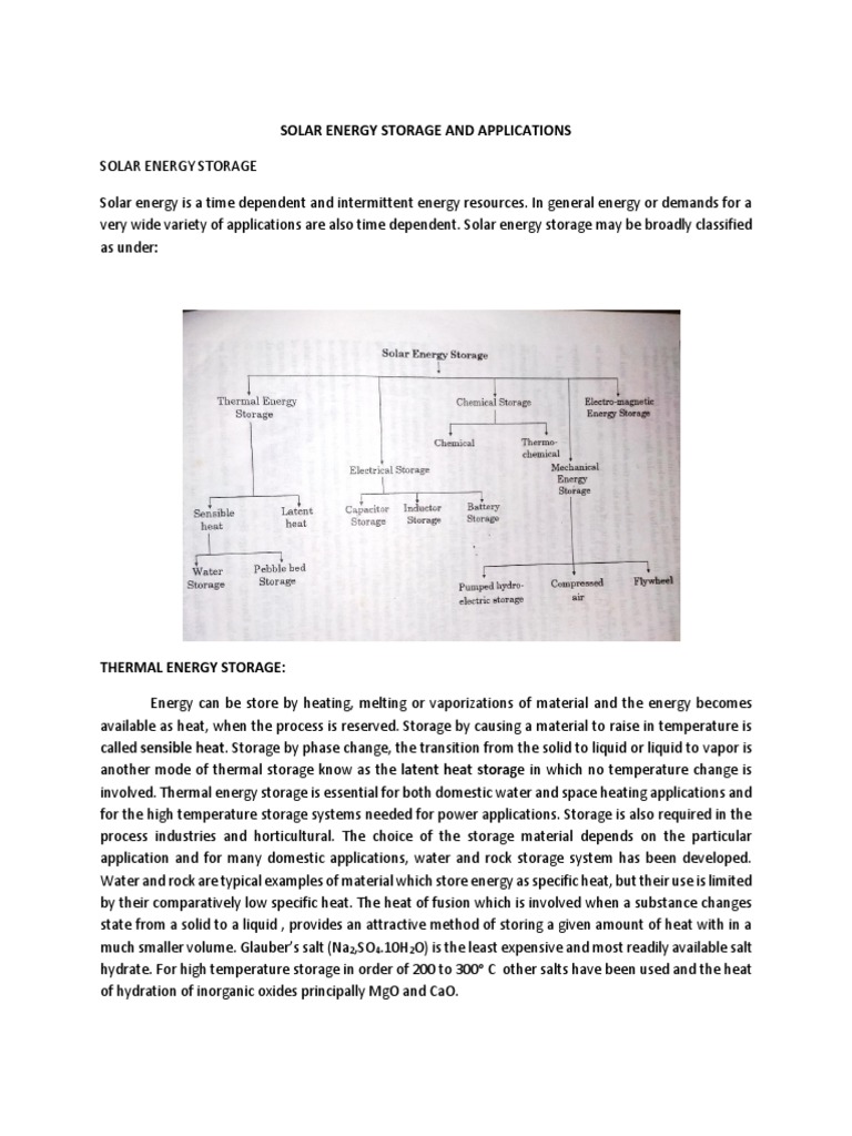 Solar Energy Storage Methods Explained | PDF | Water Heating | Energy ...