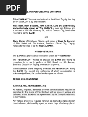 Band Performance Contract