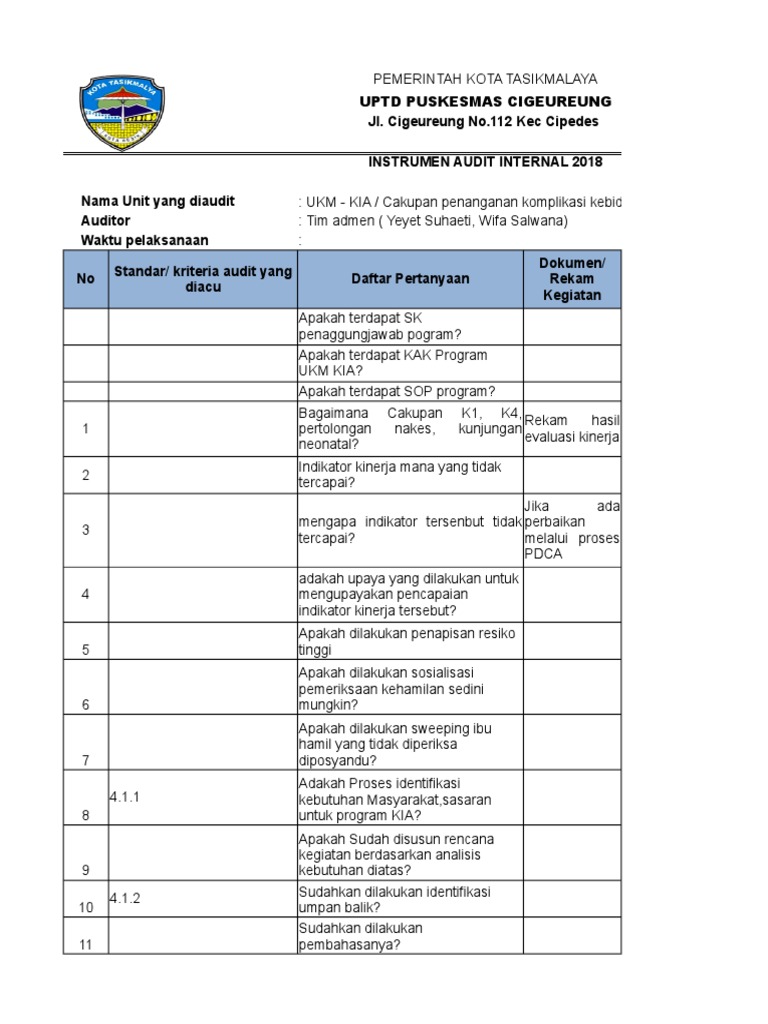 Instrumen Audit Internal Ukm
