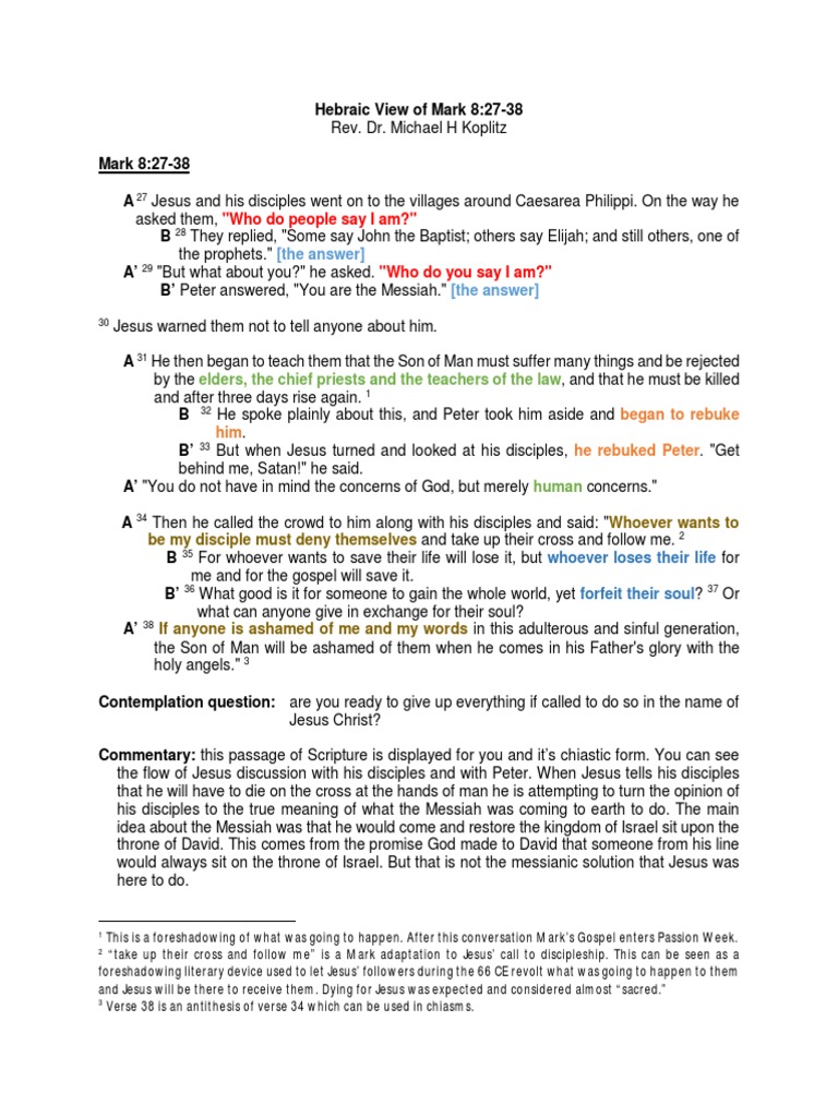 Understanding Mark 8:27-38 Commentary | PDF | Gospel Of Mark ...