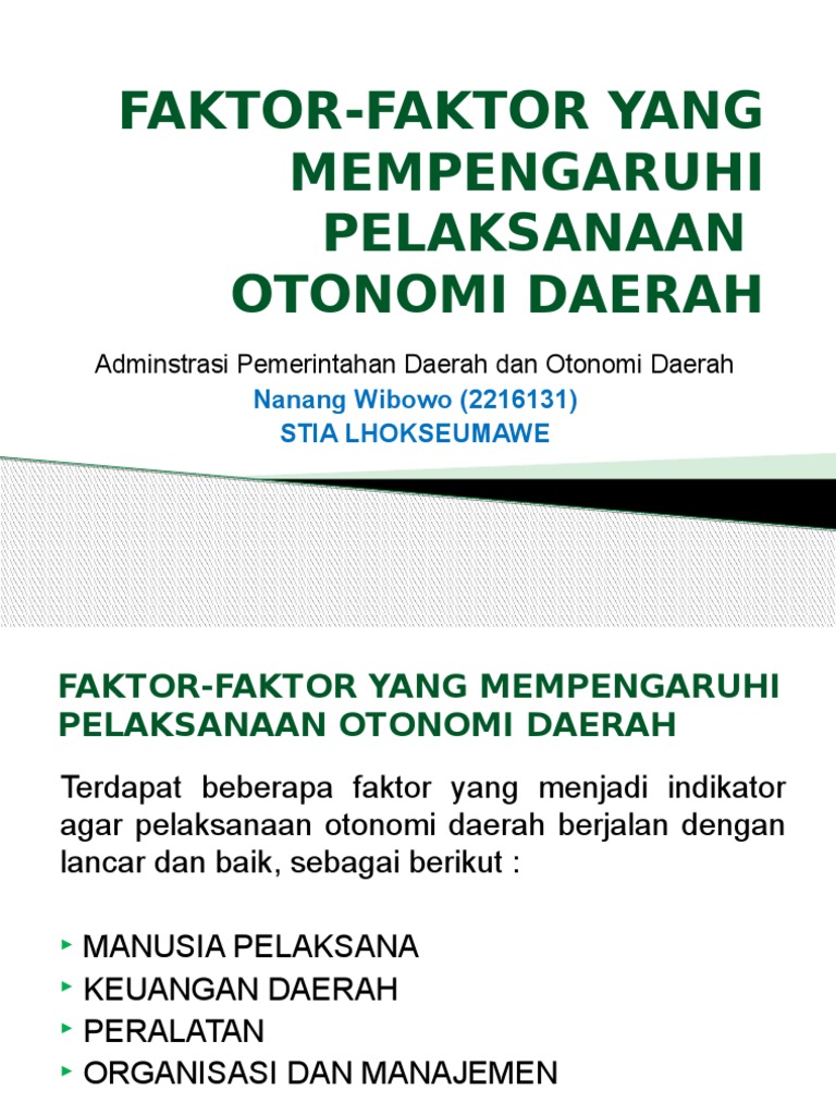 FaktorFaktor Yang Mempengaruhi Pelaksanaan Otonomi Pro  PDF