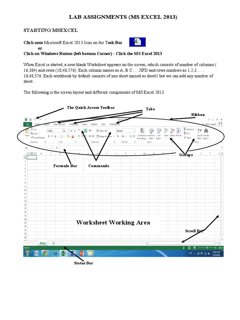 Lab Assignments (Ms Excel 2013) : Starting Msexcel | PDF | Microsoft ...