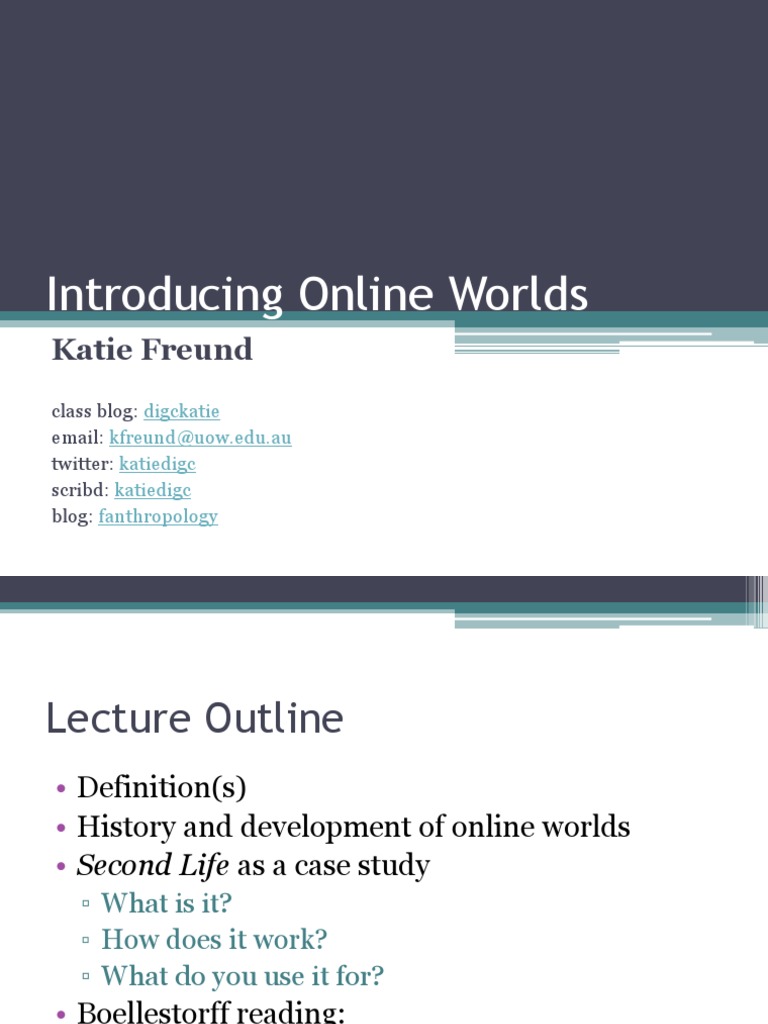 Overview of Online Virtual Worlds | PDF | Second Life | Virtual World