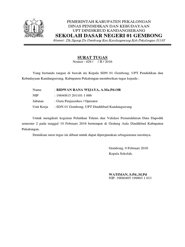 Surat Tugas Perjalanan Dinas