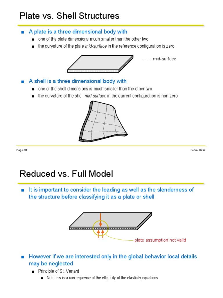 Plate vs. Shell Structures A Plate Is A Three Dimensional Body With