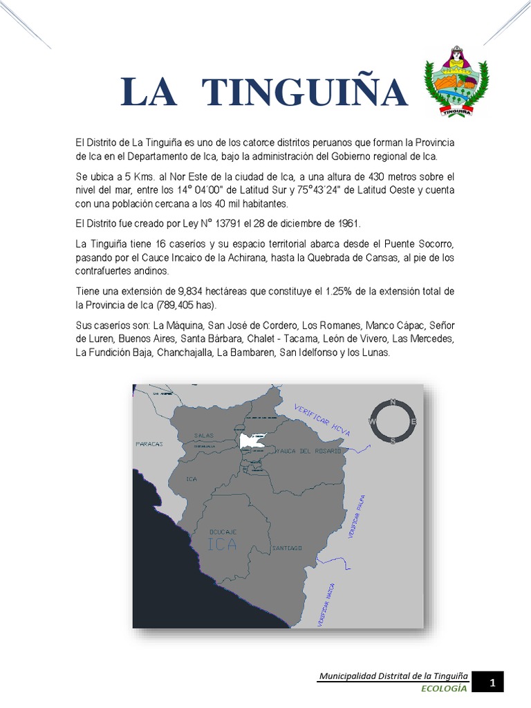 Distrito de La TINGUIÑA PDF Naturaleza Residuos