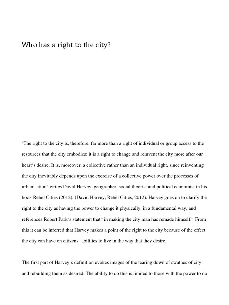 Understanding the Right to the City | PDF | City | Suburb