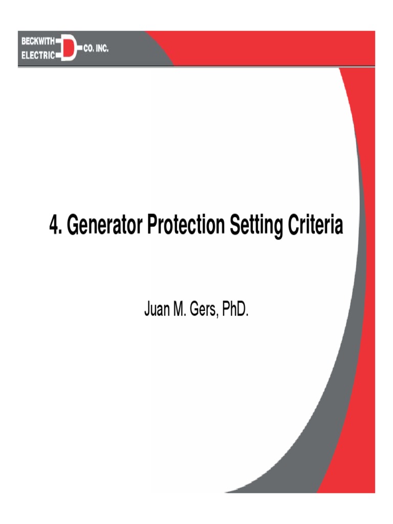 Generator Protection Settings Overview | PDF | Electric Generator | Relay