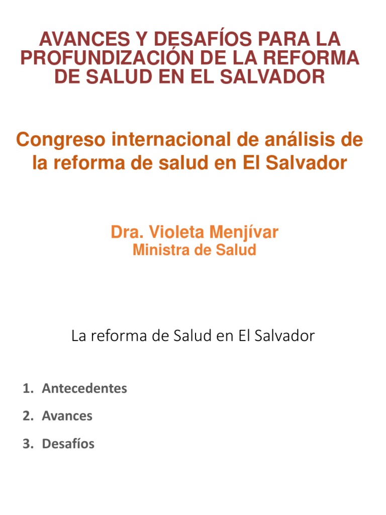 1 Avances Y Desafios Para La Profundizacion De La Reforma De Salud En El Salvador Pdf El Salvador Hospital