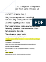 FILI-121-LEC-1812S Pagsulat Sa Filipino Sa Piling Larangan Week 11 To 20 Grade 12 Only