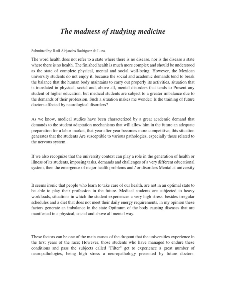Mental Health Challenges in Medical Students | PDF | Major Depressive ...