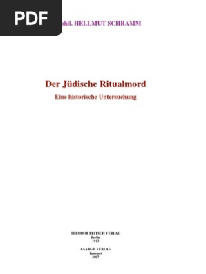 Der Judische Ritualmord Eine Historische Untersuchung Pdf