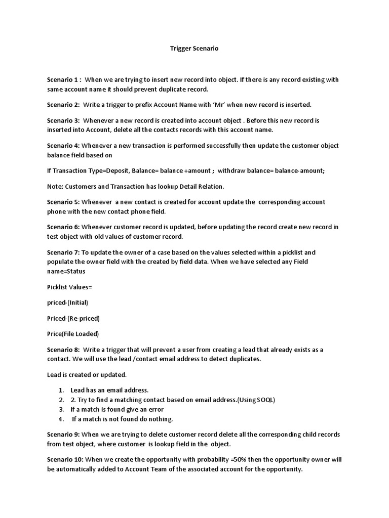 Trigger Scenario Pdf Information Technology Management Software