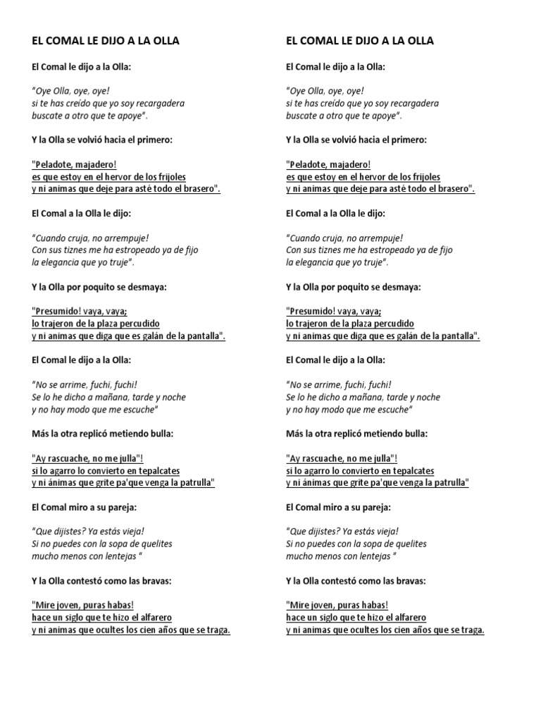 El Comal Le Dijo a La Olla