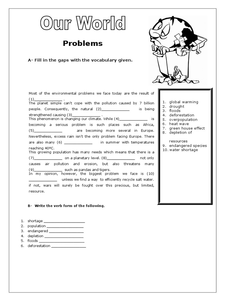 Our World Problems 2014 (Reading+grammar) | PDF | Global Warming ...