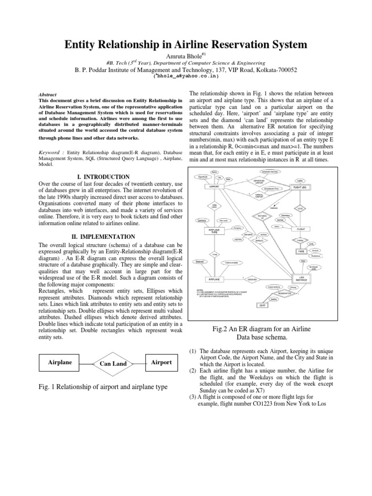 Er Diagram On Airline System | PDF | Relational Model | Databases