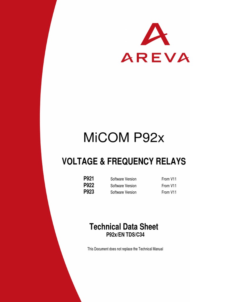 Micom P92X: Voltage & Frequency Relays | PDF | Relay | Automation