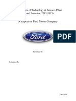 A Report On Ford Motor Company: Birla Institute of Technology & Science, Pilani Second Semester (2012-2013)