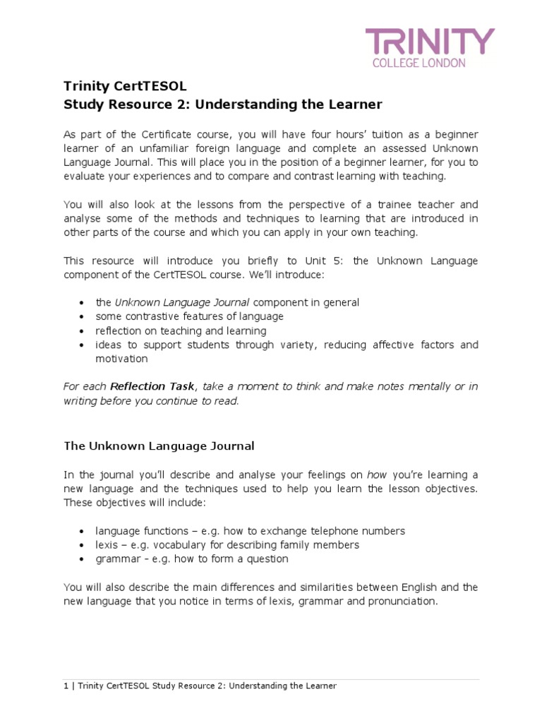 Understanding The Learner Pdf