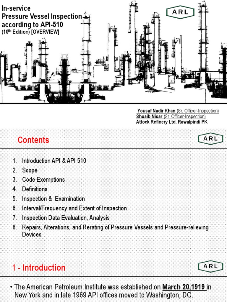API 510 In-Service Vessel Inspection Guide | PDF | Stainless Steel | Steel