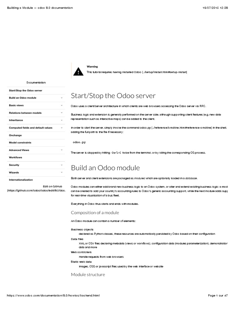 Building A Module - Odoo 8.0 Documentation | PDF | Object Relational ...
