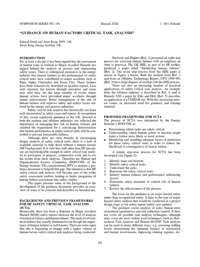 Guidance on Safety Critical Task Analysis | PDF | Risk | Hazards