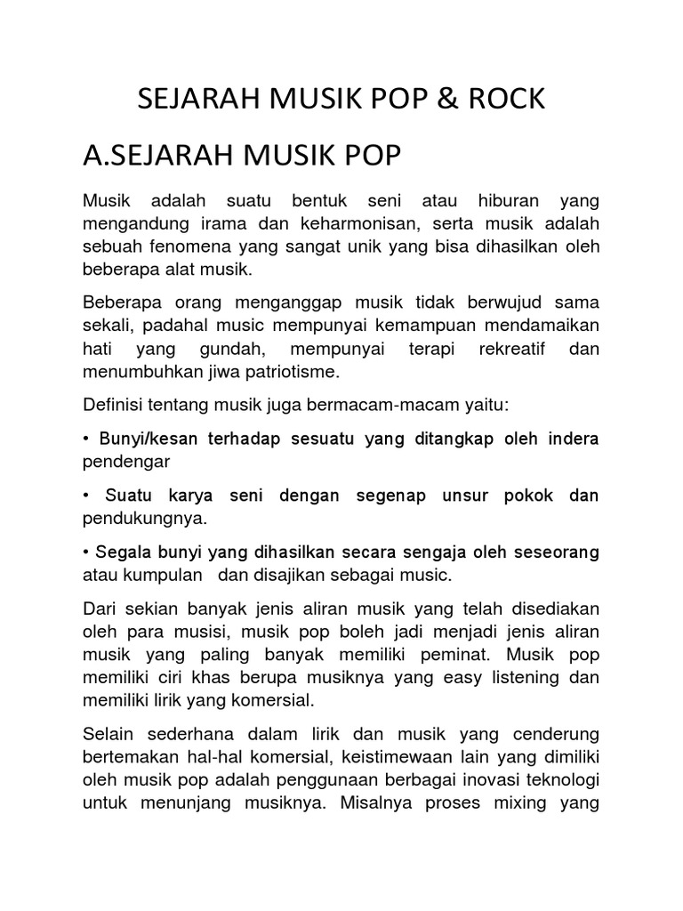Sejarah Musik Pop & Rock | PDF