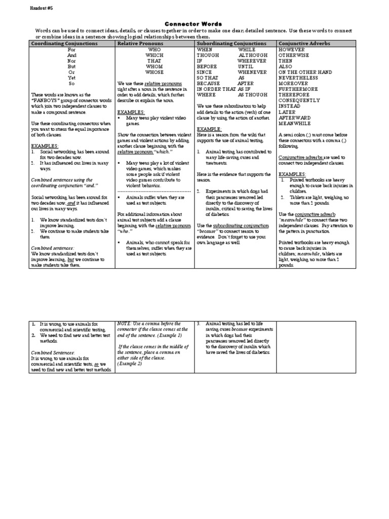 Connector Words PDF Syntactic Relationships Semiotics