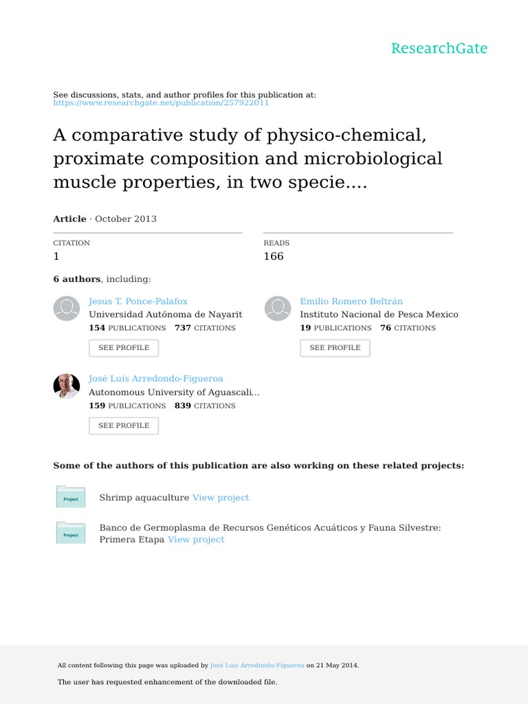 A Comparative Study of Physico-Chemical, Proximate Composition and ...