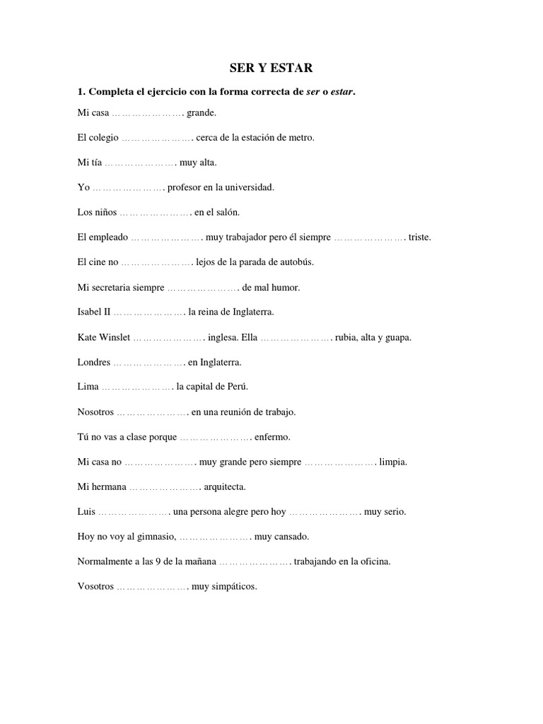 Ejercicios de Ser y Estar A1 | PDF | Arte