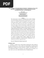 The Correlation Between Student Thinking Styles and Reading Comprehension of Eleventh Grade Student of SMAN 19 Palembang