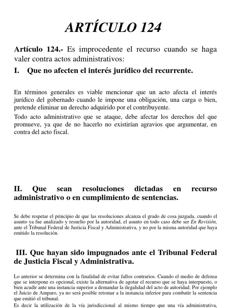 Artículo 124 Codigo Fiscal de La Federación PDF Res Judicata Jurisdicción