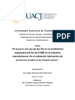 El impacto del uso de las TIC en el rendimiento organizacional de las PYME en la industria manufacturera En el subsector fabricación de productos metálicos de Ciudad Juárez.docx