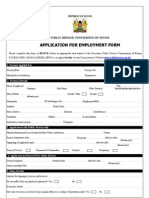 Application For Employment Form: Public Service Commission of Kenya