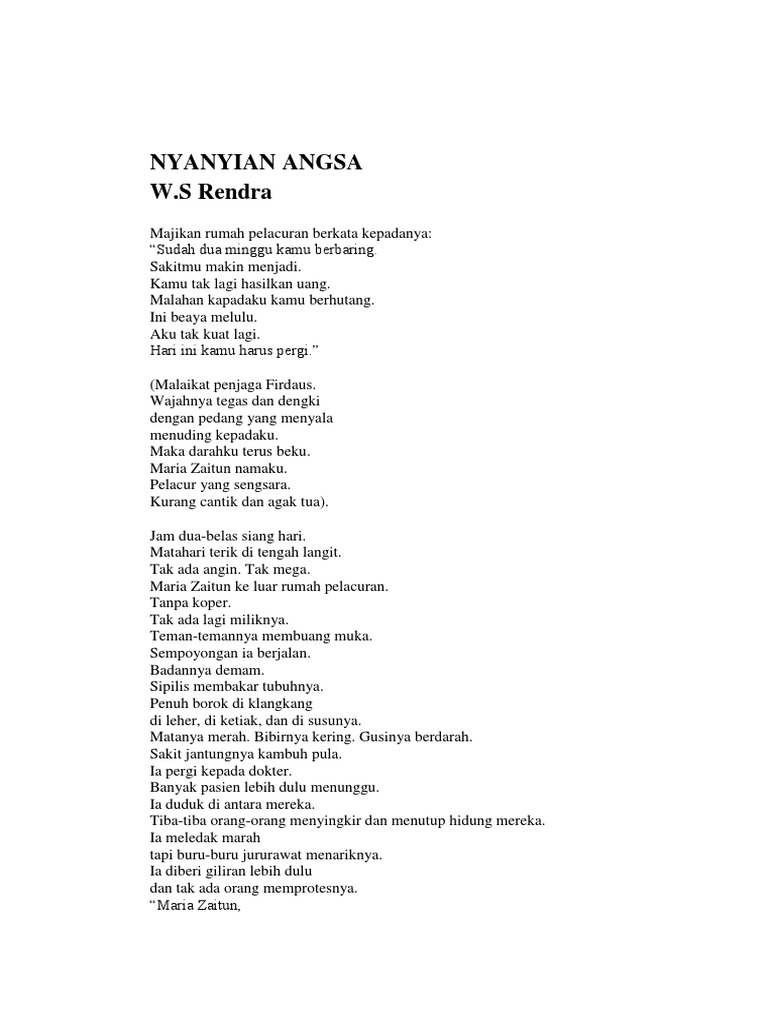 Nyanyian Angsa WS Rendra | PDF
