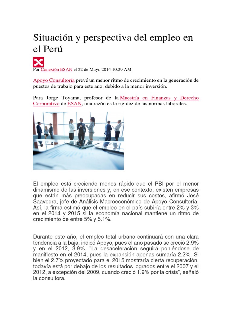 Situación y Perspectiva Del Empleo en El Perú | PDF | Perú | Derecho ...