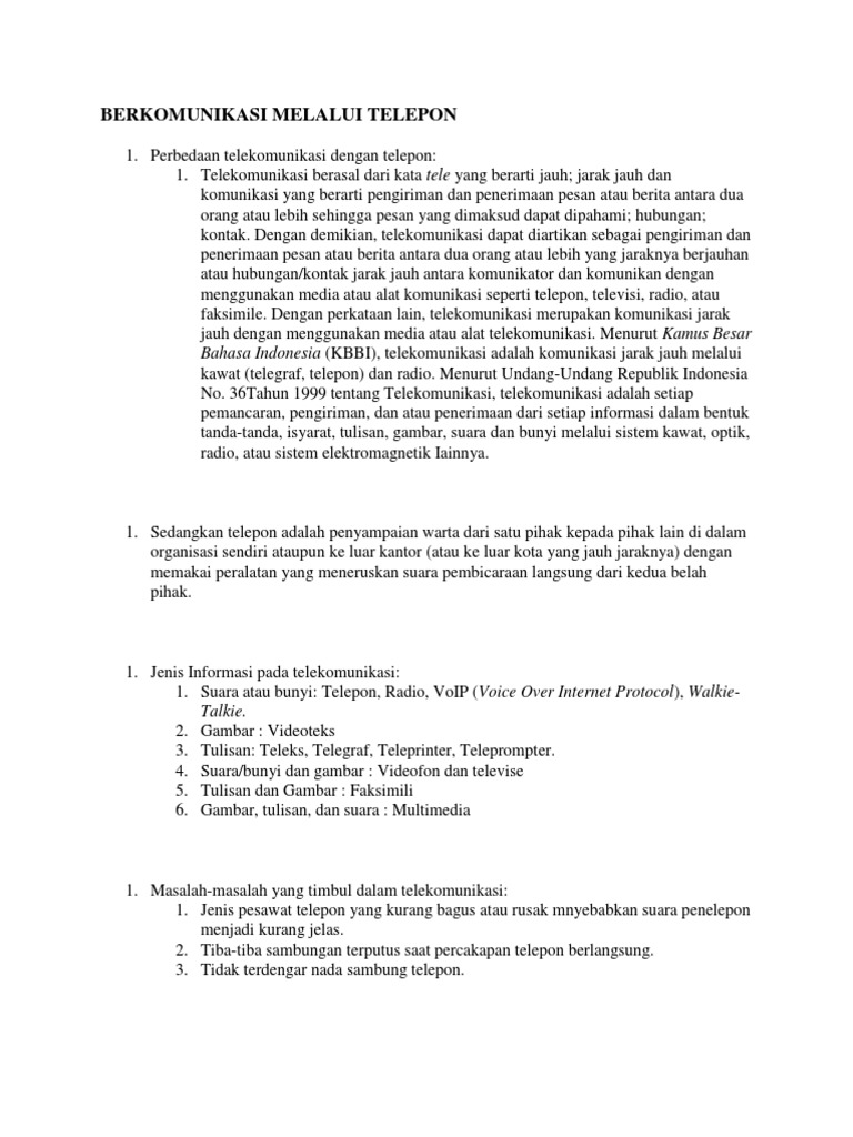 Berkomunikasi Melalui Telepon