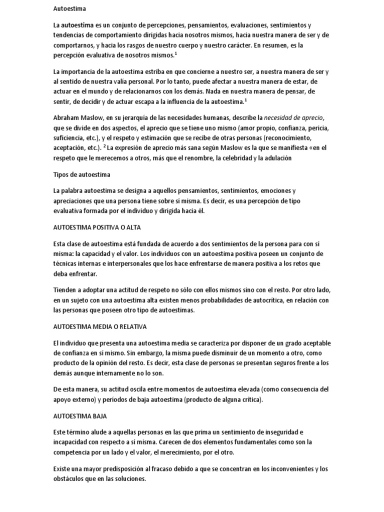 Tipos de Autoestima y su Impacto | PDF | Amor | Teorías filosóficas