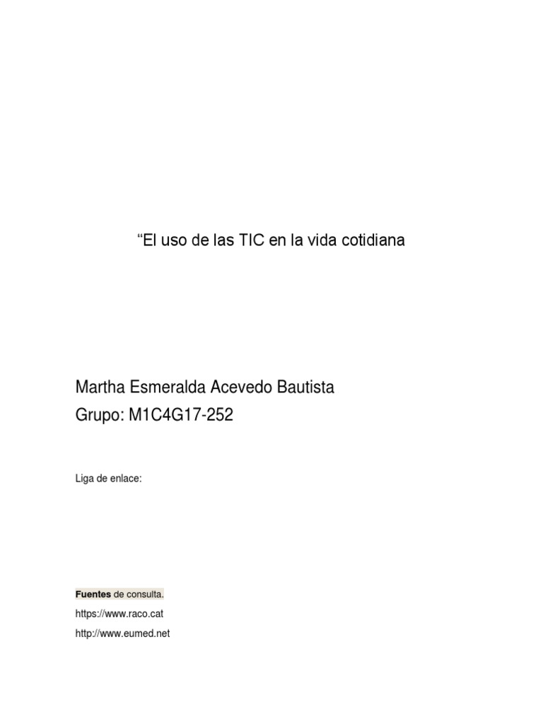 El Uso de Las TIC en La Vida Cotidiana | PDF | Tecnología de ...