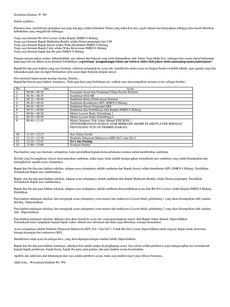 Informasi Data Kendaraan Riau Contoh Kata Sambutan Pembukaan Acara Seminar