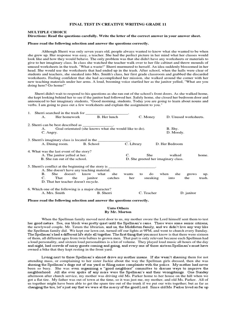 Fsa writing examples grade 5 image