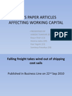 Working capital affected by falling freight rates