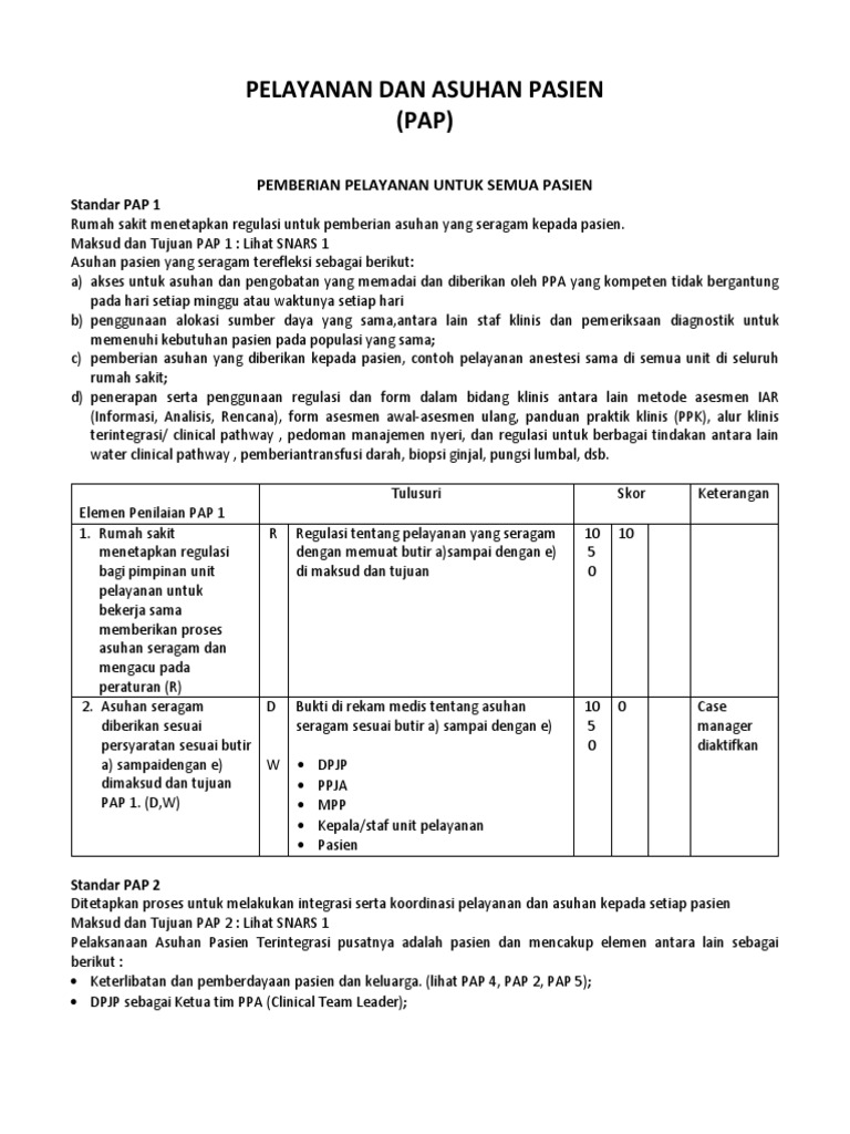 Standar Pelayanan Asuhan Pasien | PDF
